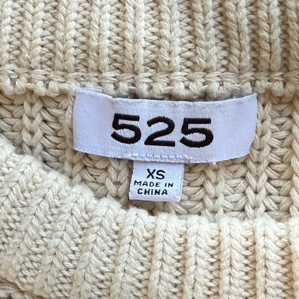 525 America Sweater Striped Cropped‎ Oversize 43" Bust XS 100% Cotton Cream Navy - Picture 8 of 10